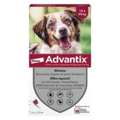 ADVANTIX - Antiparasitaire Externe Moyen Chien, 6 Pipettes