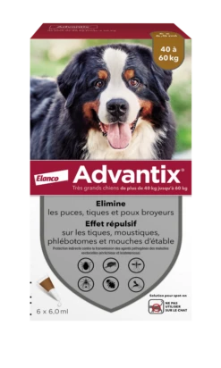 ADVANTIX - Antiparasitaire Externe Grand Chien 40 à 60kg, 6 Pipettes