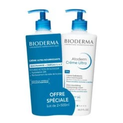 Bioderma ATODERM - Crème Ultra-Nourrissante Et Hydratante - Visage Et Corps - Peaux Sensibles Normales à Sèches, 2x500ml