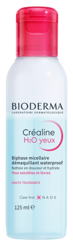 Bioderma CREALINE H2O - Yeux Biphase Micellaire Démaquillant Waterproof - Yeux Sensibles Et Lèvres, 125ml