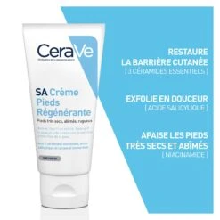 Cerave SA - Crème Régénérante - Pieds Très Secs, Abîmés Et Rugueux, 88ml -Boticinal Powersanté Soldes Boutique cerave soin corps cr me pieds r g n rante 88ml 003 3337875597296 benefices