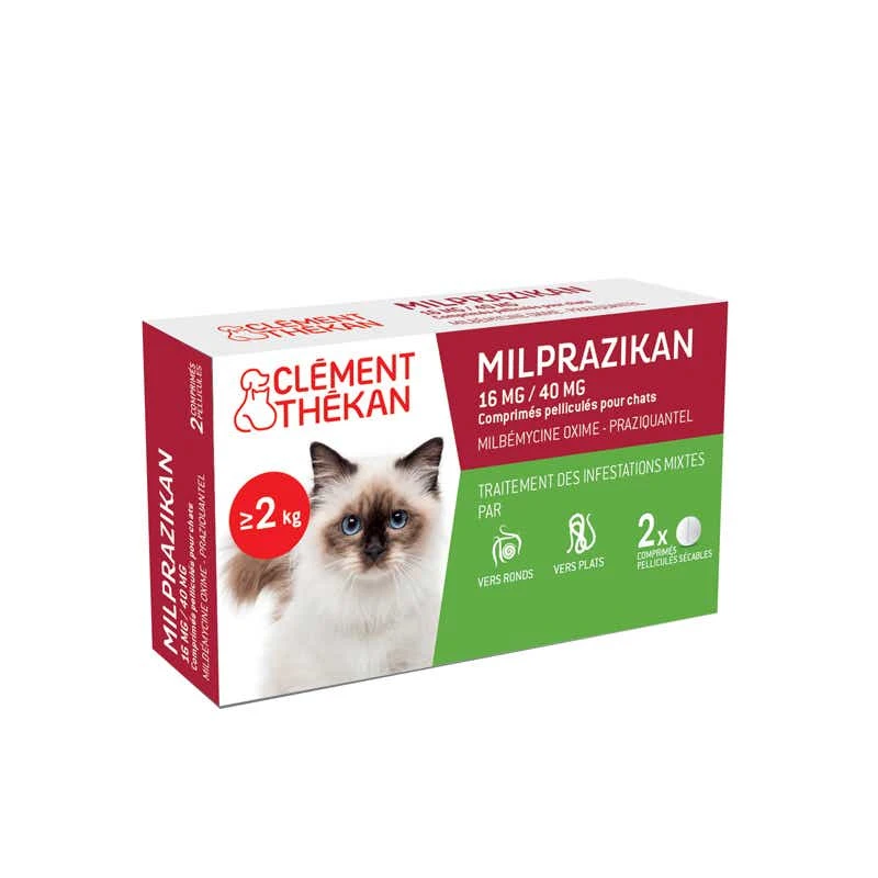 Milprazikan 16mg/40mg Pour Chat De Plus De 2kg, 2 Comprimés