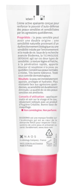 Bioderma CREALINE - Défensive Crème Active Apaisante - Peaux Sensibles, 40ml -Boticinal Powersanté Soldes Boutique crealine defensive t40ml 3701129804445 back