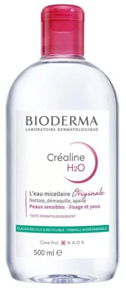 Bioderma CREALINE H2O - Eau Micellaire Démaquillante - Visage Et Yeux - Peaux Sensibles, 500ml