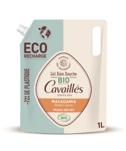 ECO RECHARGE - Gel Bain Douche Surgras Végétal Huile De Macadamia Bio - Peaux Sèches, 1L
