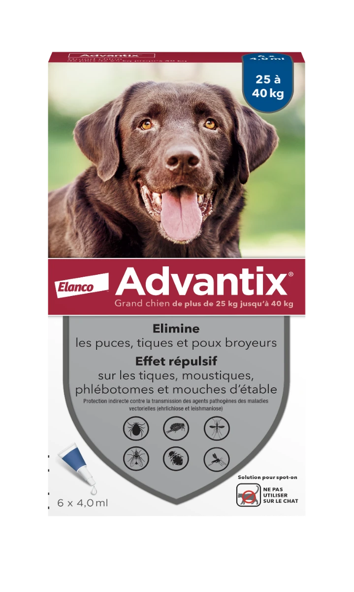 ADVANTIX - Antiparasitaire Externe Grand Chien, 6 Pipettes