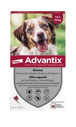 ADVANTIX - Antiparasitaire Externe Moyen Chien, 4 Pipettes
