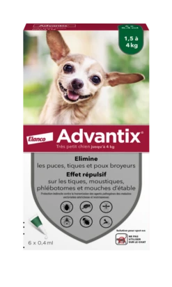 ADVANTIX - Antiparasitaire Externe Très Petit Chien, 6 Pipettes