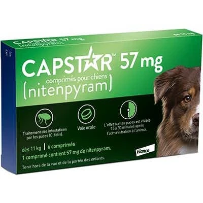 CAPSTAR - Traitement Anti-Puces Pour Grands Chiens 57mg, 6 Comprimés