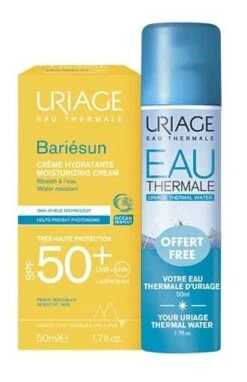 URIAGE BARIÉSUN - Crème Solaire Hydratante Visage SPF50+ 50ml + Eau Thermale 50ml Offerte