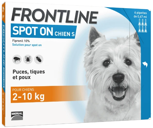 Frontline SPOT-ON - Solution Pour Spot-On Chiens - De 2 à 10kg, 6 Pipettes De 0.67ml
