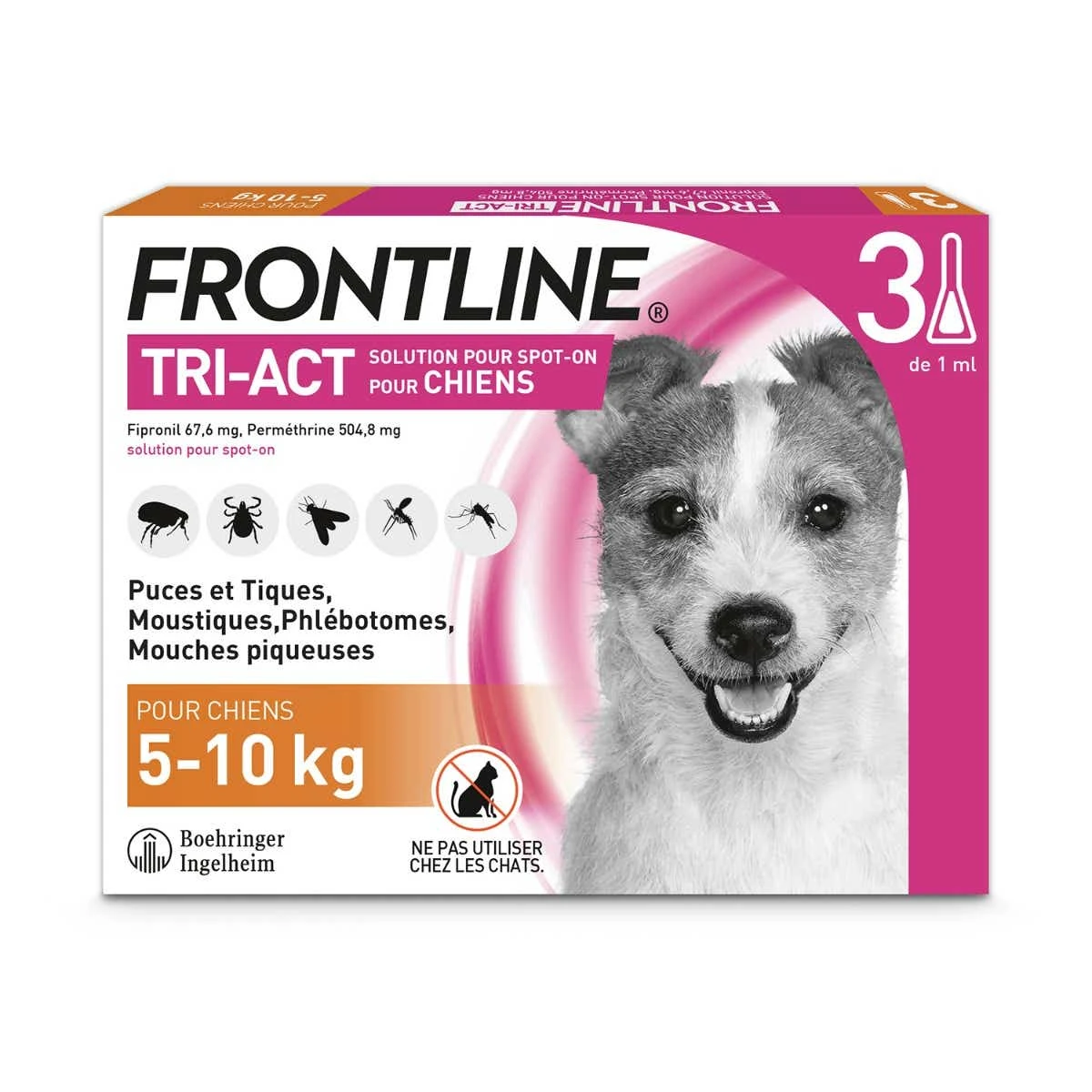 Frontline TRI-ACT - Spot-On Chiens - De 5 à 10kg, 3 Pipettes De 1ml