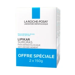 LA ROCHE-POSAY LIPIKAR SURGRAS - Pain Physiologique Anti-Dessèchement, 2x150g -Boticinal Powersanté Soldes Boutique la roche posay soin corps lipikar surgras pain dermatologique anti desssechement 400ml lot de 2 000 3433422499997 front