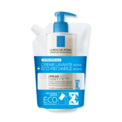 LA ROCHE-POSAY LIPIKAR SYNDET AP+ - Crème Lavante Relipidante Peaux Tendance Eczema Atopique 400ml + Eco Recharge 400ml