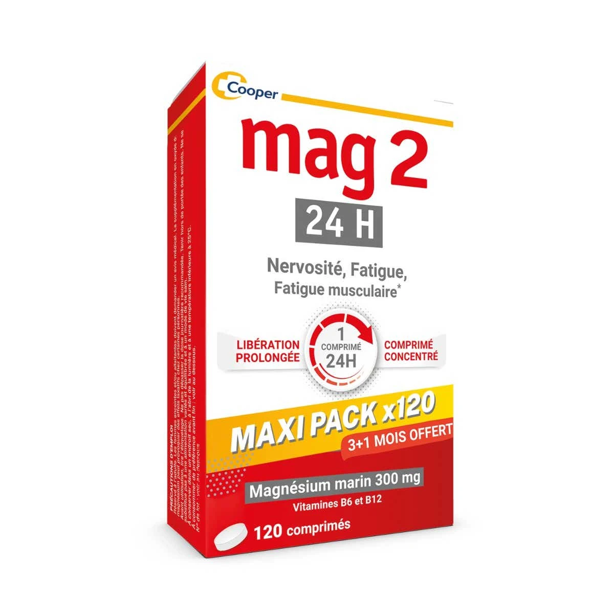 MAG 2 24H - Magnésium Marin, Vitamines B6 Et B12 - Nervosité, Fatigue Et Fatigue Musculaire, 120 Comprimés