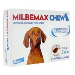 MILBEMAXCHEW - Vermifuge Spectre Large - Chien 5kg à 75kg, 2 Comprimés