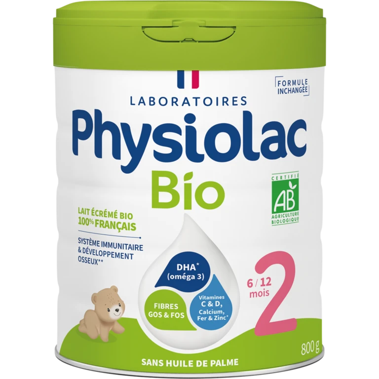 PHYSIOLAC BIO - Lait De Suite 2eme Age Bio - De 6 à 12 Mois, 800g