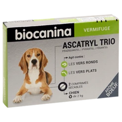 VERMIFUGE - Ascatryl Trio Chien Arôme Boeuf, 2 Comprimés