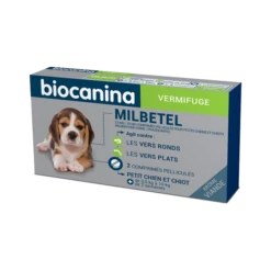 VERMIFUGE - Milbetel Petit Chien Chiot Arôme Viande, 2 Comprimés