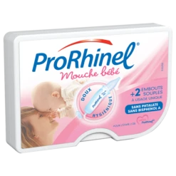 Mouche Bébé + 2 Embouts Souples à Usage Unique -Boticinal Powersanté Soldes Boutique powersante prorhinel mouche bebe 2 embouts souples jetables 2