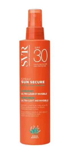SVR SUN SECURE - Spray Solaire Hydratant Invisible SPF30 - Visage Et Corps - Peaux Sensibles, 200ml