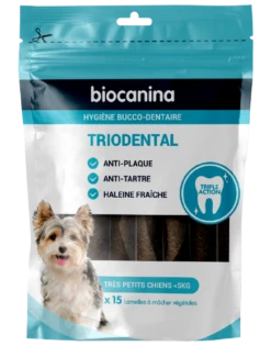 HYGIENE BUCCO-DENTAIRE - Triodental - Très Petits Chiens - Moins De 5kgs, 15 Lamelles à Mâcher